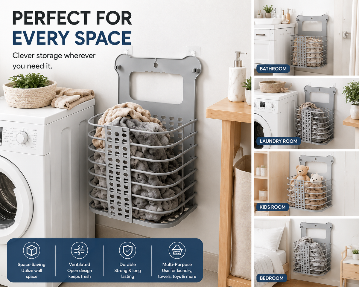Wall Mounted Bathroom Hanging Laundry Basket