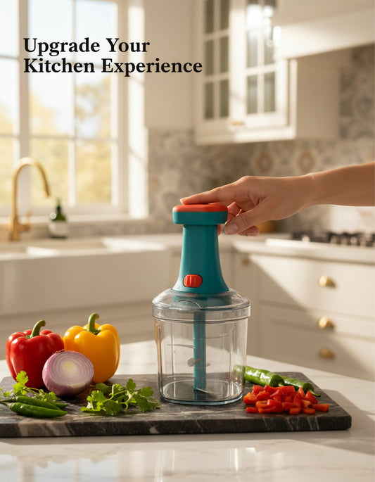 Manual Vegetable Chopper 1000ml Hand Push Onion Chopper with 6 Blades