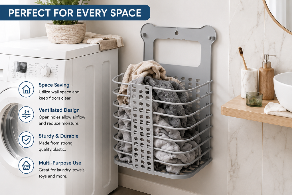 Wall Mounted Bathroom Hanging Laundry Basket
