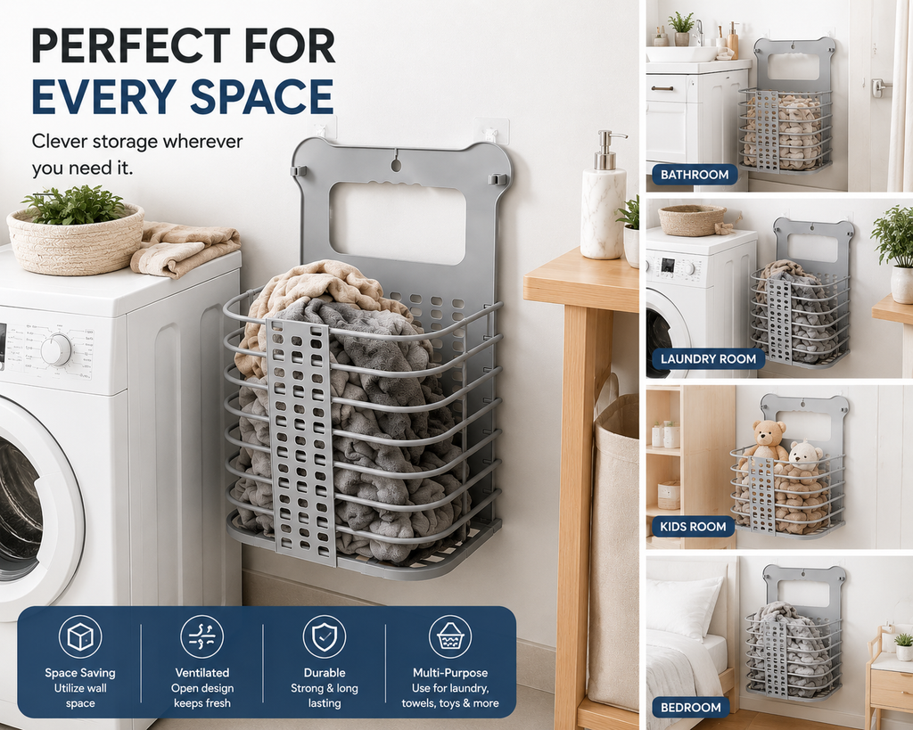 Wall Mounted Bathroom Hanging Laundry Basket