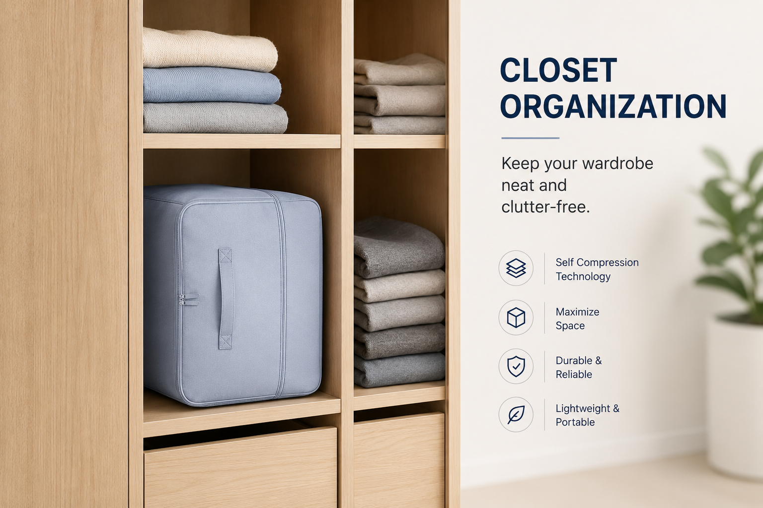 Ultra Space Saving Self Compression Organizer