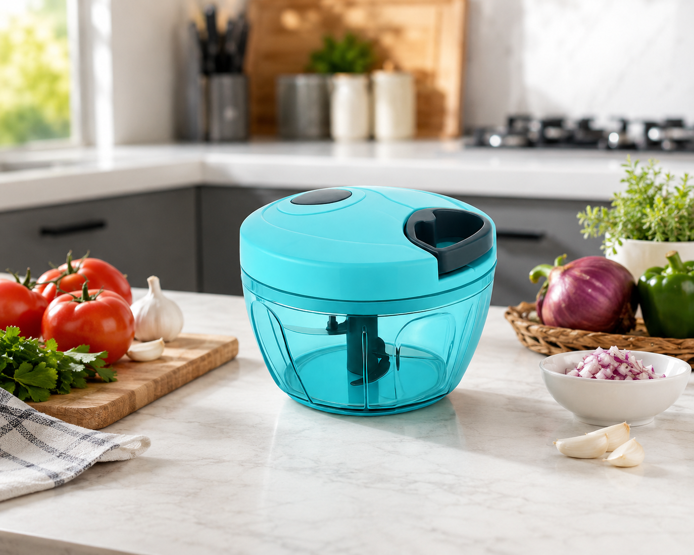Manual Small Vegetable Chopper 3 Blade