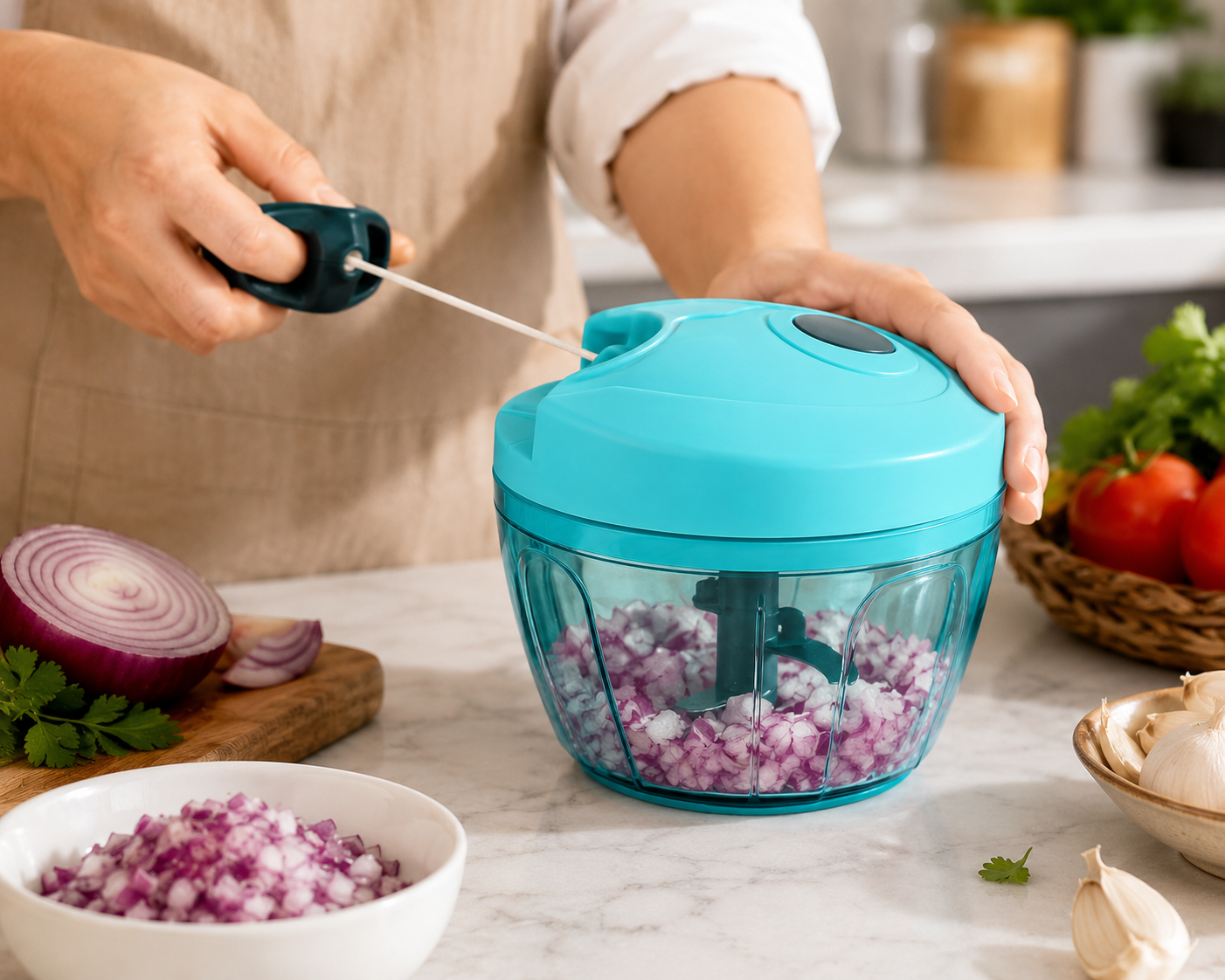 Manual Small Vegetable Chopper 3 Blade