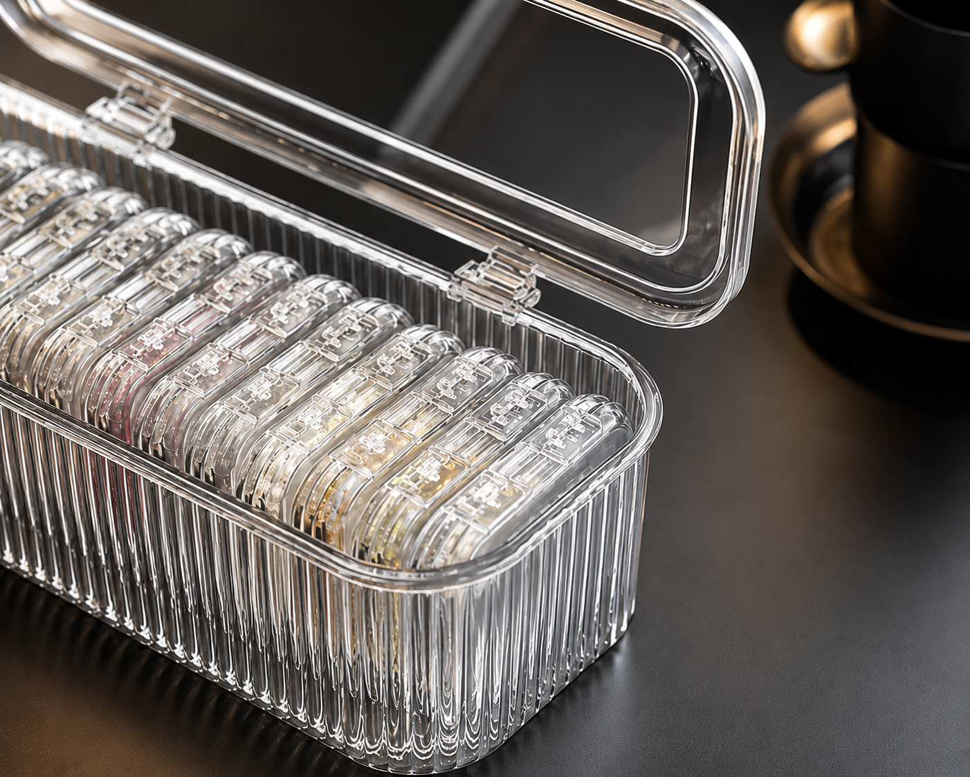 Premium Clear Organizer Storage Box with Removable Compartments Multi-Purpose Kitchen & Pantry Organizer