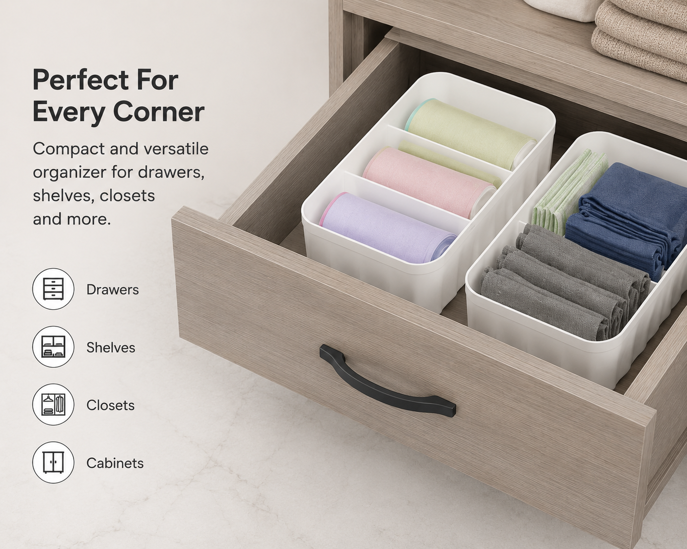 Innerwear Organizer For Wardrobe Organizer For Clothes Storage Box (Pack of 2)